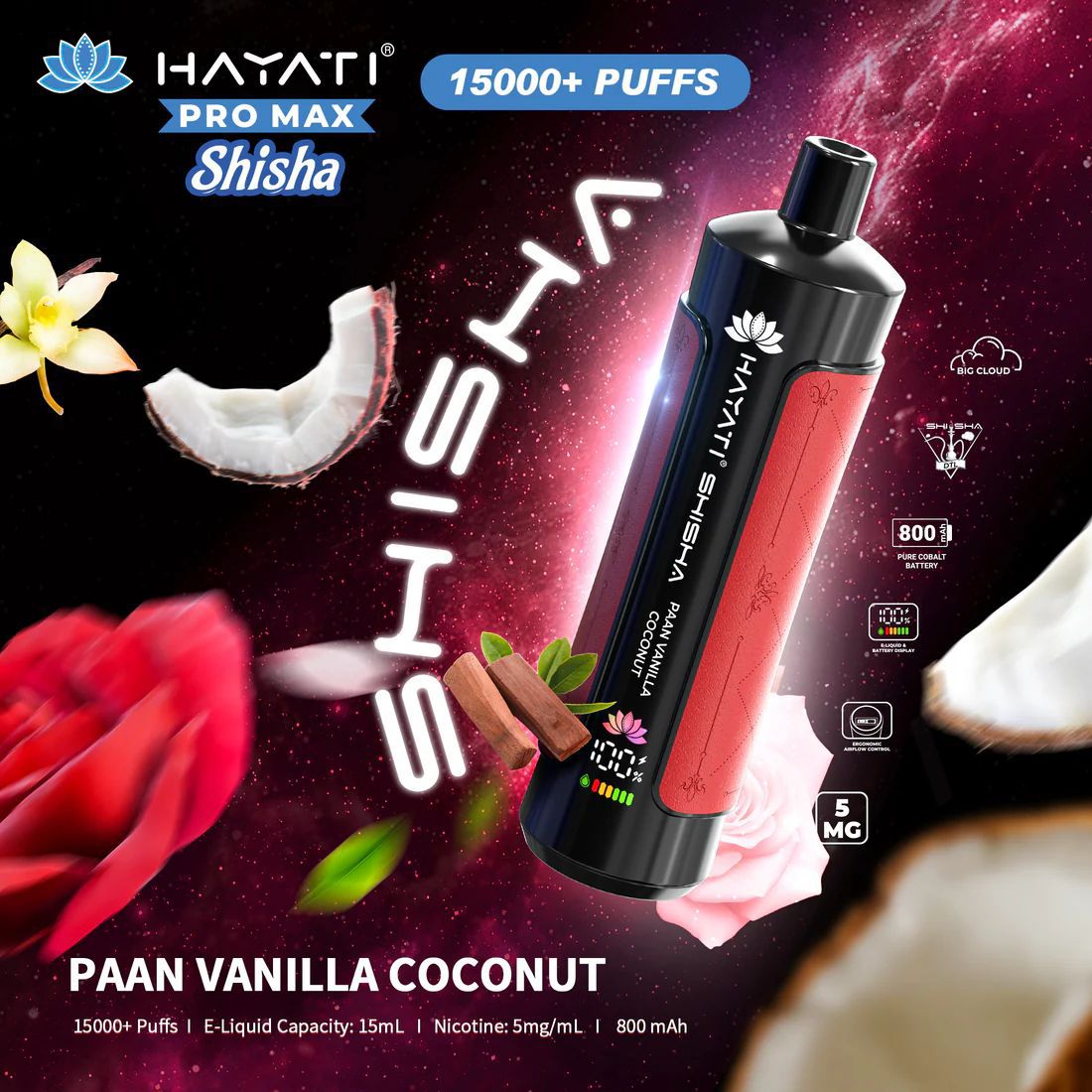 Hayati Pro Max Shisha 15000+ Puffs Disposable Vape - Loco Vape UK